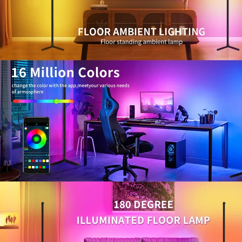 مصابيح أرضية زاوية RGB بلوتوث ، إضاءة ليلية للألعاب الذكية ، إكليل RGB ، حامل Led ، ديكور عن بعد ، غرفة المعيشة