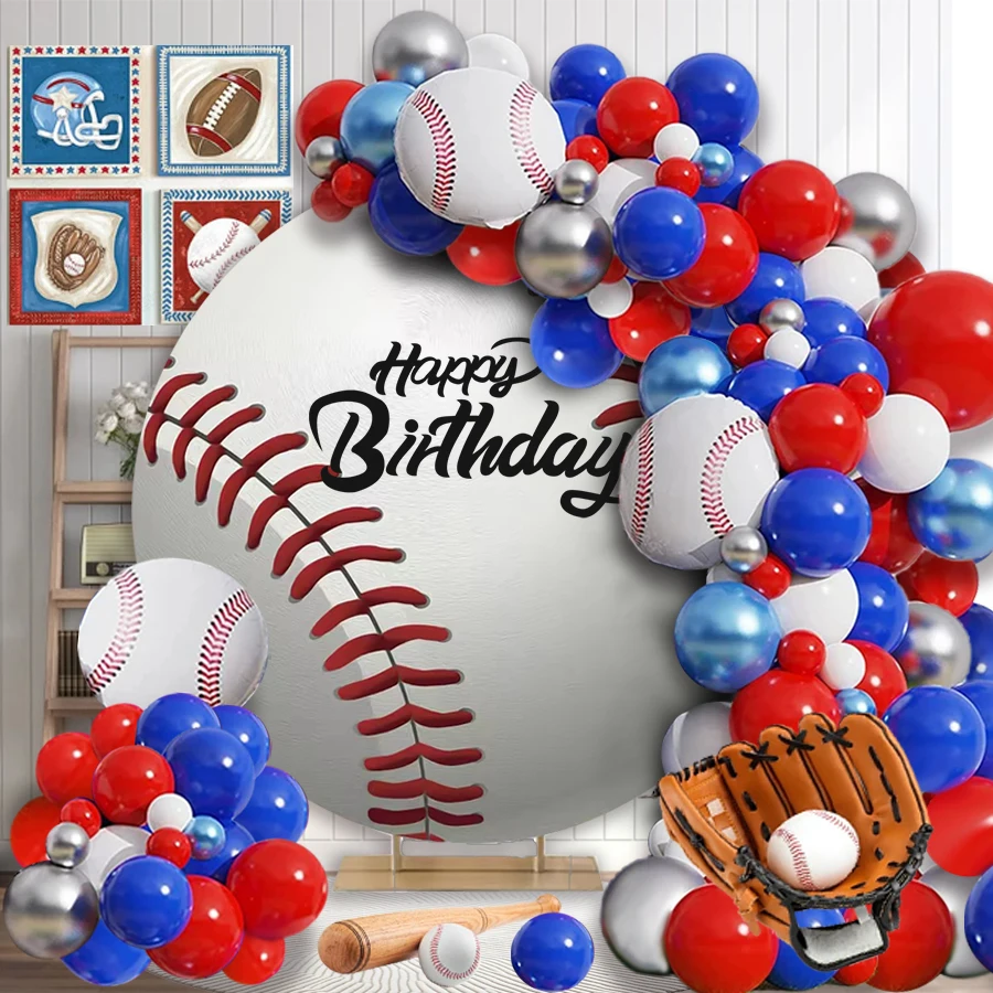 156Pcs A set of baseball themed balloon chain set,children\'s birthday parties baby showers party decorations