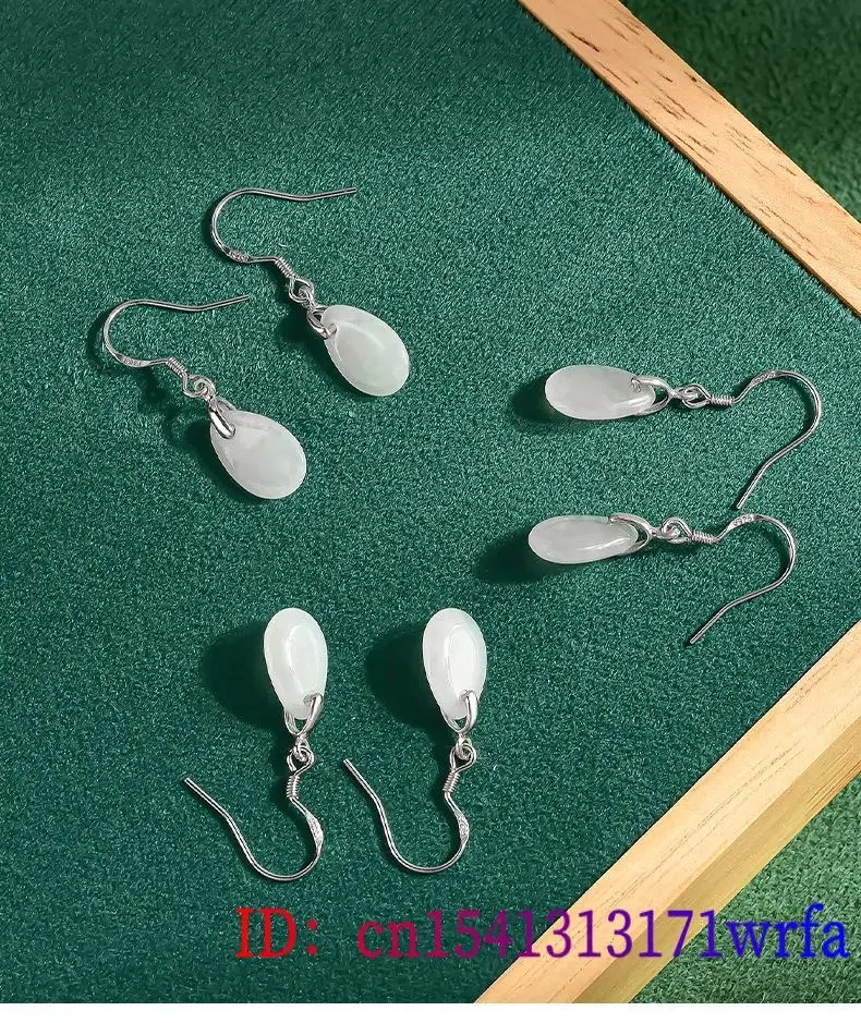 Brincos birmaneses de jade para mulheres, encantos brancos, charme da moda, talismãs, esmeralda, amuletos chineses, jóias naturais