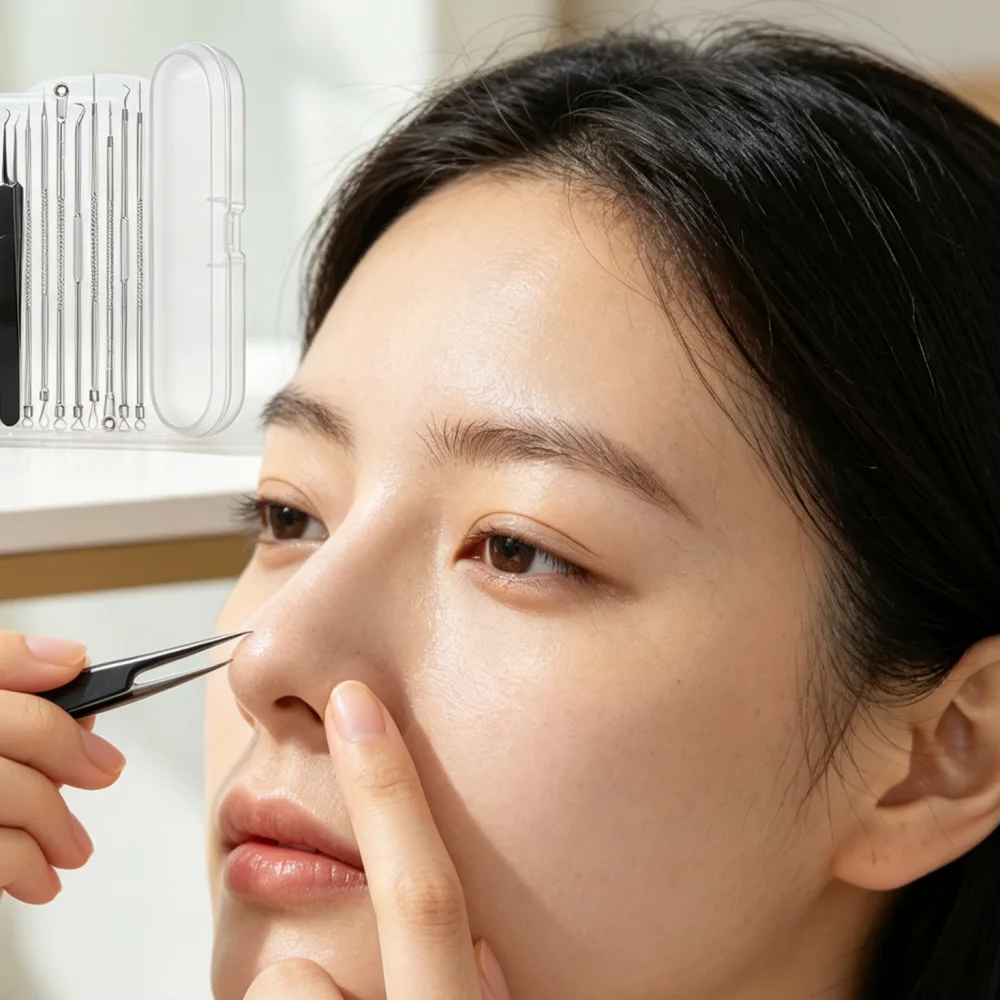 Stainless Steel Beauty Tool Set Acne Clip Blackhead Clip and Acne Needle Accessories for Home and Beauty Salon Daily Use
