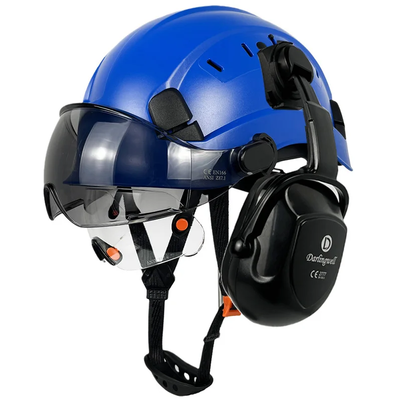 New Type CE Safety Helmet With Visor For Engineer And Earmuff EN352 ABS Hard Hat ANSI Work Cap Head Protection EN397