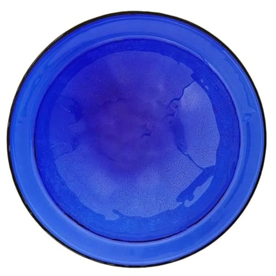 

12-inch Crackle Glass Birdbath Bowl Outdoor Water Basin for Birds Decorative Garden Yard Accent Weather-Resistant Blue Feeder D