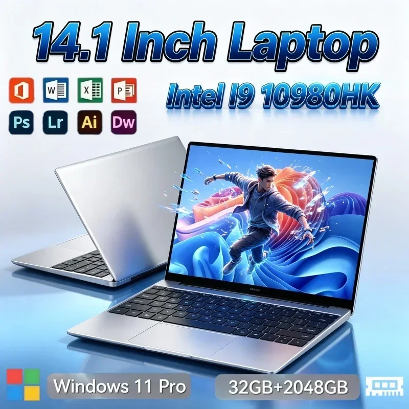 Best Seller 14.1 Inch Notebook Intel Core I9 10980HK 32GB RAM 2TB SSD Windows 11 High‑Speed Laptop For Home Daily Multitasking