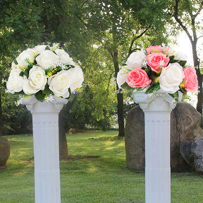 1 Stuks Roos Kussen Bal Opstelling Centrum Stukken Voor Tafels Faux Zijde Bloemen Boeket Voor Bruiloftsfeest Home Decor