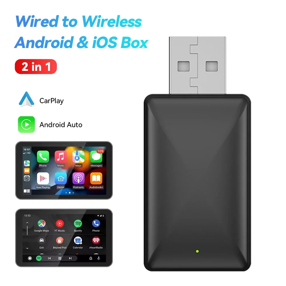 For Android Auto Wireless Carplay Adapter 2in1 Smart Dongle Carplay Ai Box For Volvo Benz Audi Hyundai Chevrolet Haval MG Kia