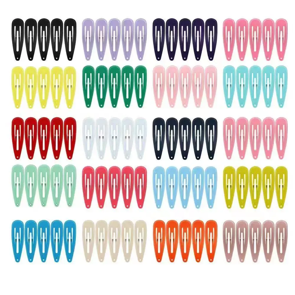 60/80/120 pezzi fermagli per capelli colorati BB per ragazze forma di goccia d\'acqua forcina principessa barrette semplice clip a scatto accessori