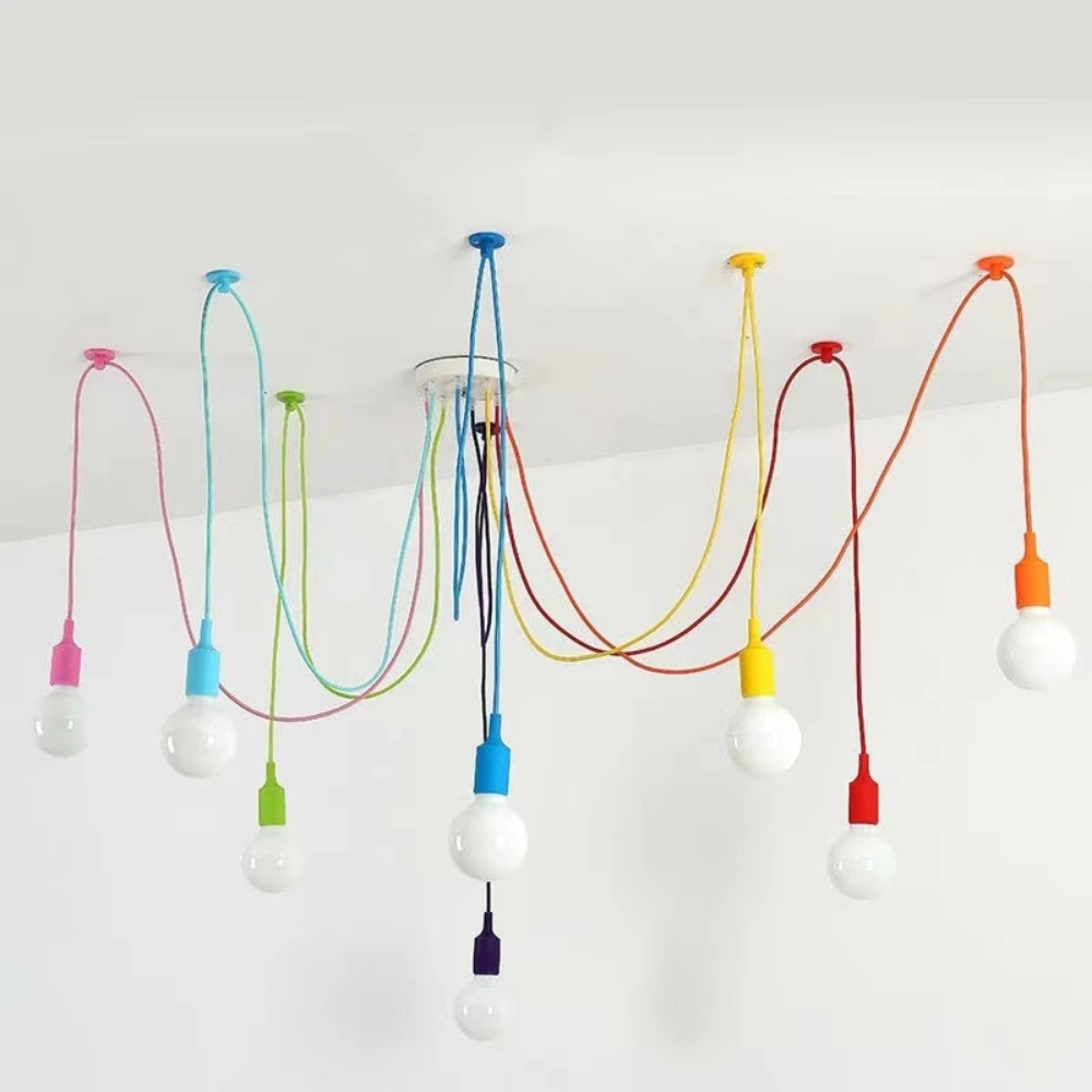 

Chandelier Nursery Ceiling Nordic Child's Deco Color E27 Modern Pendant Ceiling Lamps Silicone Led Chandelier Spider Living Room