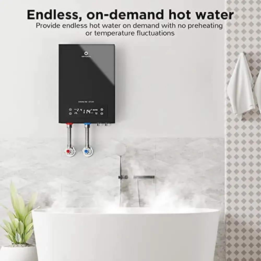 Electric Tankless Water Heater 27kW 240V Endless On-Demand Hot Water Self Modulating Safe & Energy Saving Wall-Mounted Small