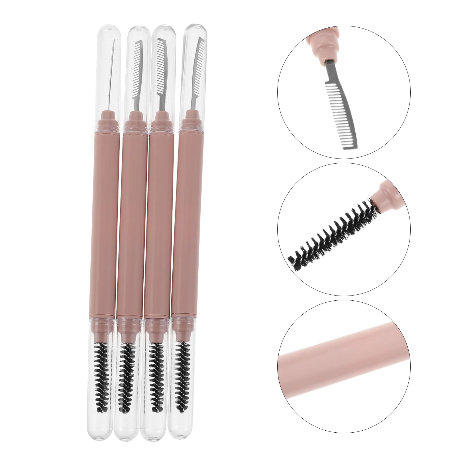 

4pcs Dual-Purpose Beauty Comb Stainless Steel Eyelash Separator Mascara Applicator For Lash Grooming Portable Makeup Tool