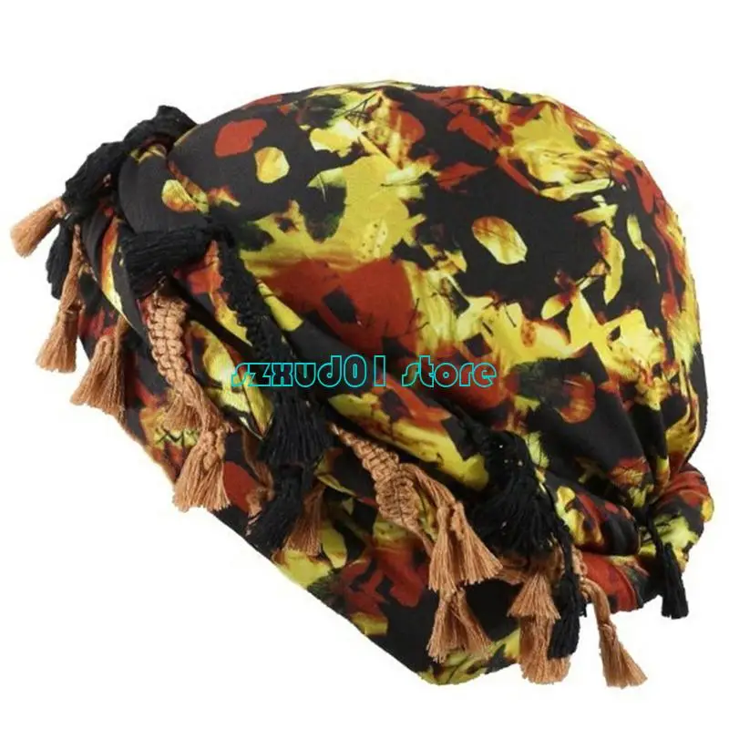 1XCA Fringed Twist Head Wrap Trendy Durag Headwear for Hiking Camping Comfort Bandana