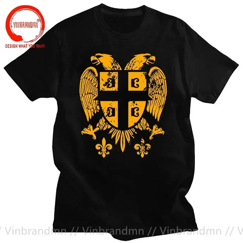 Gold Limited Edition Serbian Double Headed Eagle T Shirt Male Serbia Coat of Arms Fan Men T-Shirt Casual Cotton O-Neck T Shirts