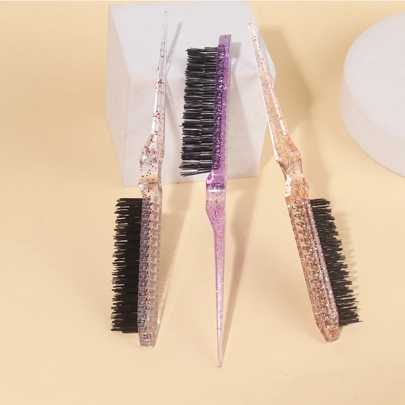 3pcs Three Row Hair Comb Bright Clear Color Hair Fluffy Curly Comb Hair Bun Head Pointy Tail Comb Styling Comb