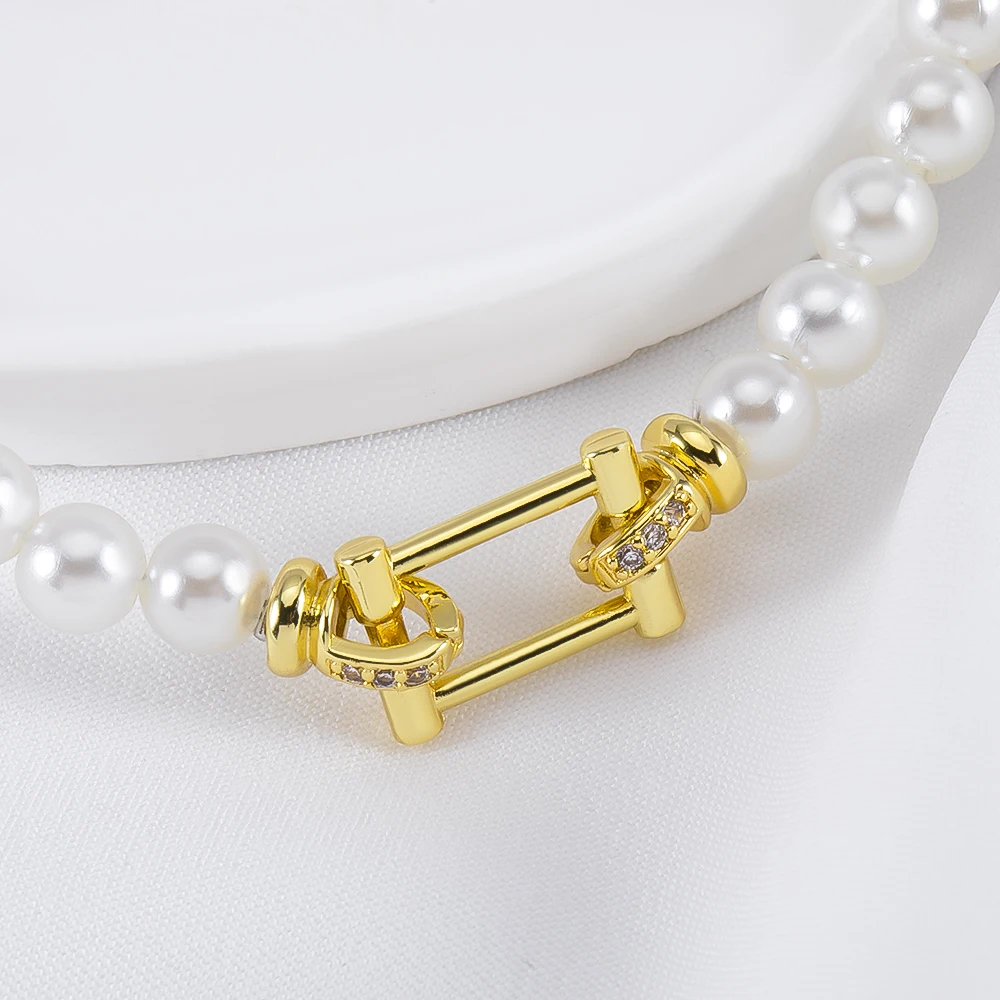 14K Gold Plated Brass Rectangle Pearl Clasps Lock Jewelry Fastener Closured Clasp Connector DIY Bracelet Necklace Making Supplie