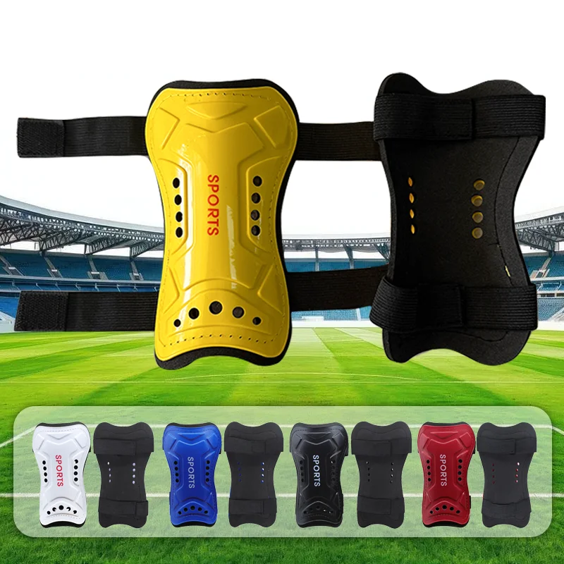 Double-row strap football leg guards for adults and children. Competition and training protective gear for sports and cycling. L