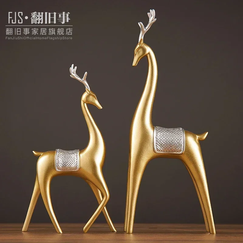 

Chinese style deer ornament vintage home decoration living room bookshelf TV cabinet decorative ornament luxury sculpture