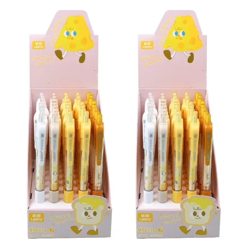 2/4pcs Mechanical Pencils Cute Cheese 0.5/0.7mm Automatic Pencils Writing Tool Kawaii Stationery Office Students Press Pens