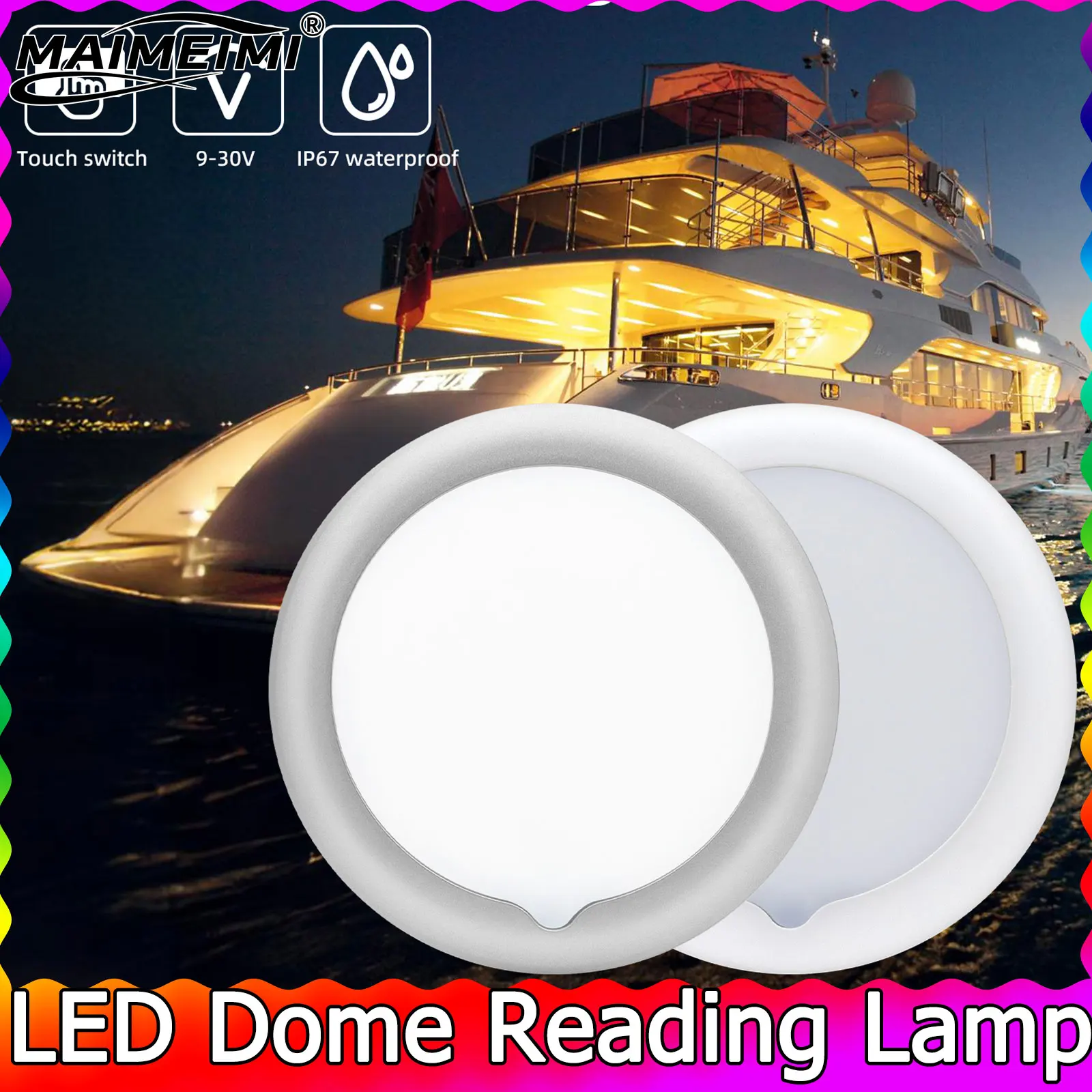 

150*16mm Auto LED Dome Reading Lamp RV Car Interior Ceiling Lights Circular Roof Ceiling Reading Trailer Light 8W DC11-18V