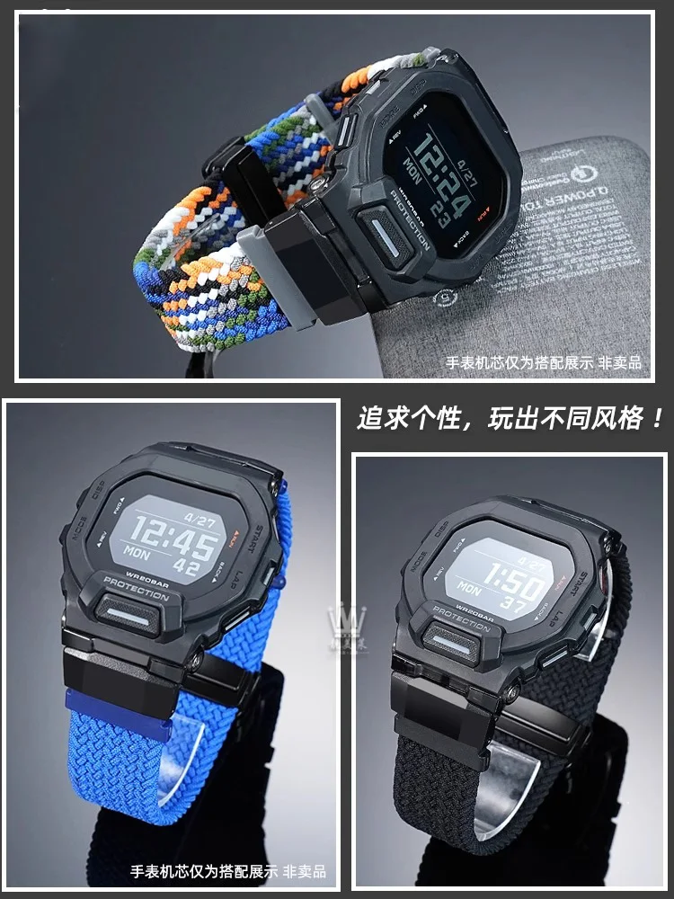 Correa de reloj GBD 200 para G-SHOCK Casio GBD-200-1A serie GBD-200RD-4 correa de nailon elástico hebilla plegable magnética accesorios para hombres
