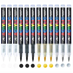 3Pcs/set White Paint Pen for Rock Painting, Stone, Ceramic, Glass, Wood, Tire, Fabric, Metal, Canvas.White Marker Brush Pen