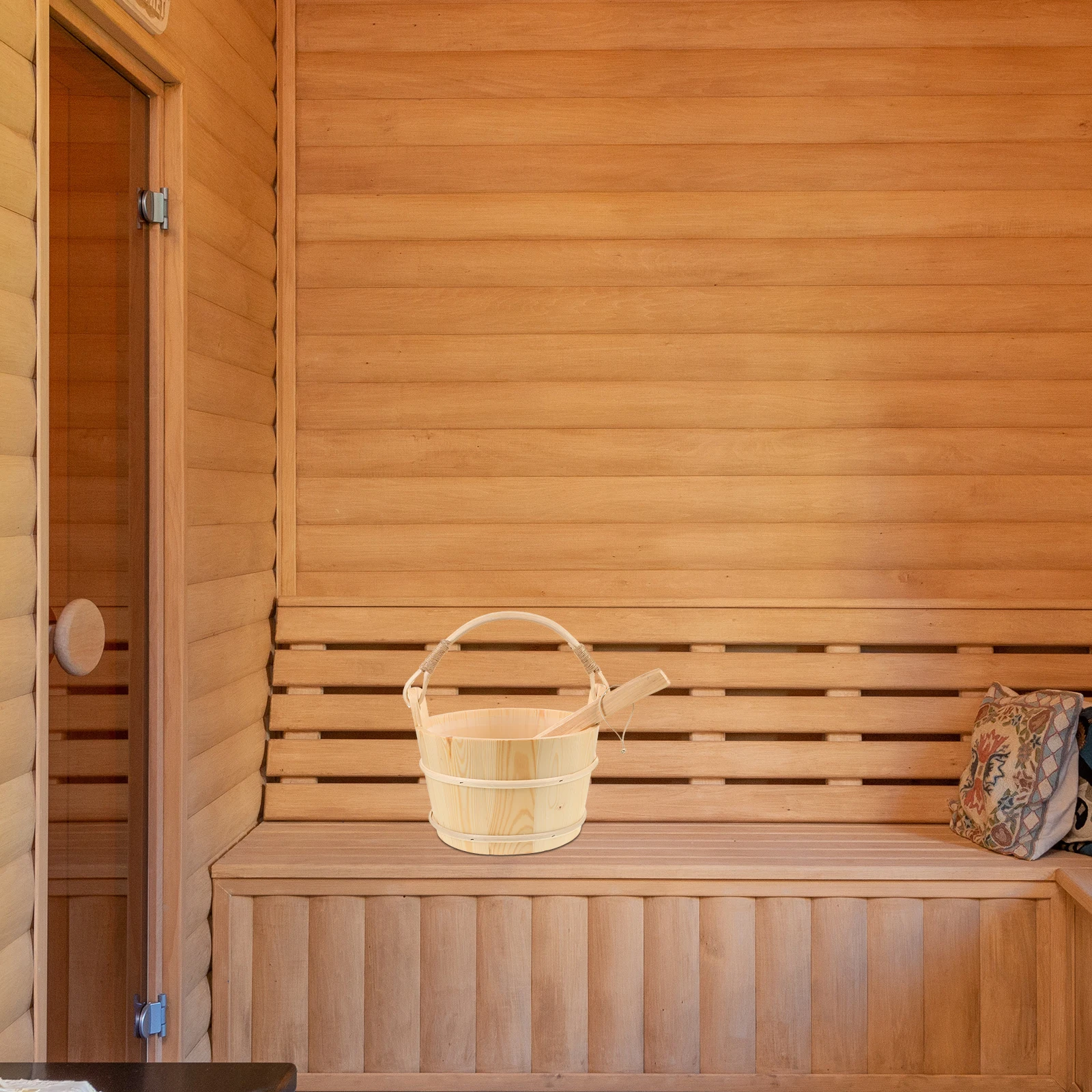 

1set 1Set Wooden Sauna Bucket Ladle Set Large Capacity Natural Wood Grain For Bath Spa Pool Shower Practical Sauna Accessories