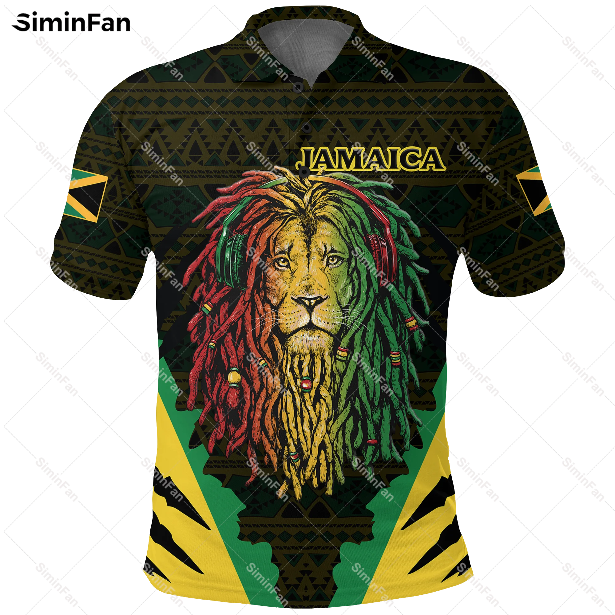 Jamaica Lion Legend 3D All Over Printed Polo Shirts Mens Tennis Tshirt Summer Turndown Collar Tee Unisex Female Women Tops-2