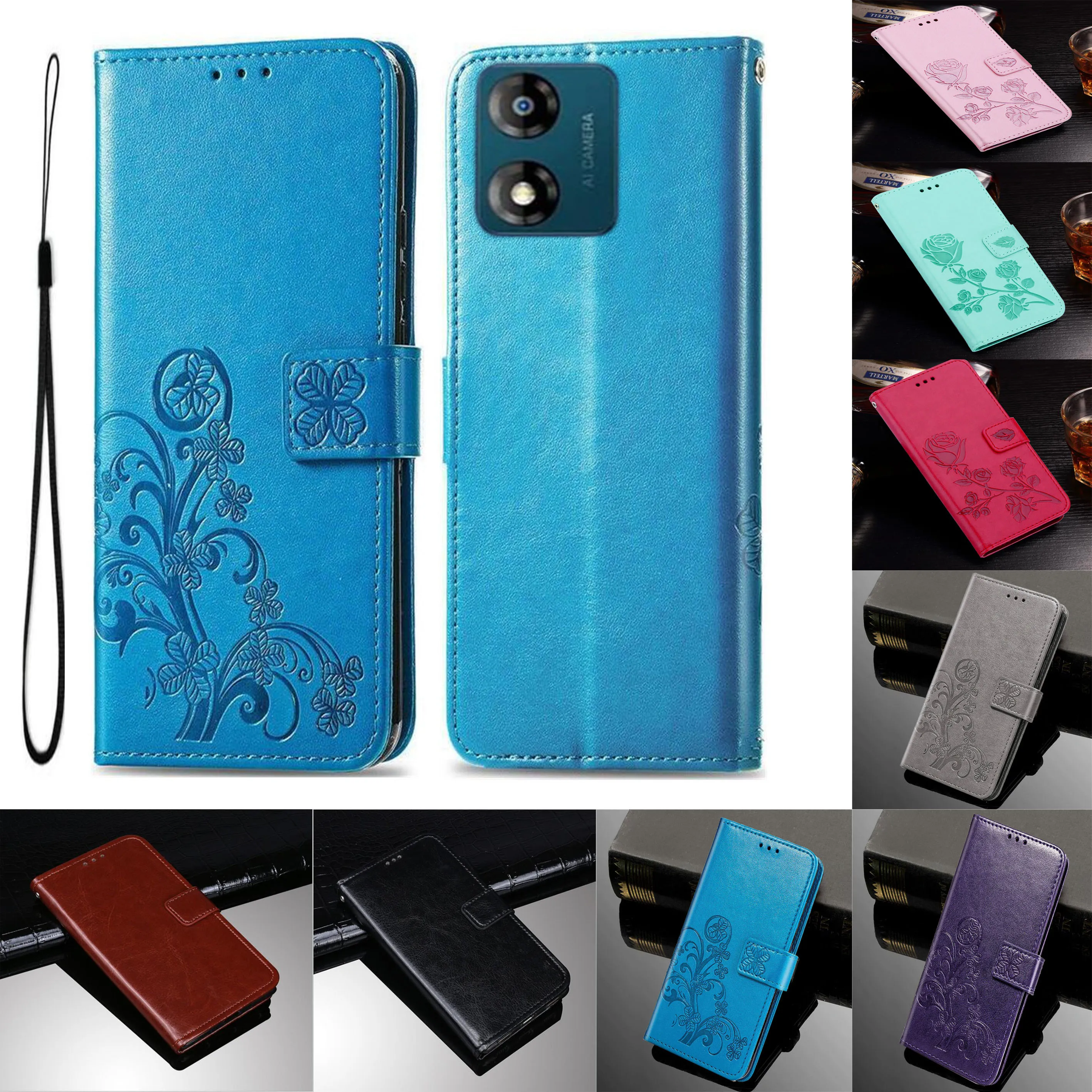 Funda de cuero con tapa para Motorola Moto E13, carcasa para MOTO E13, funda para teléfono