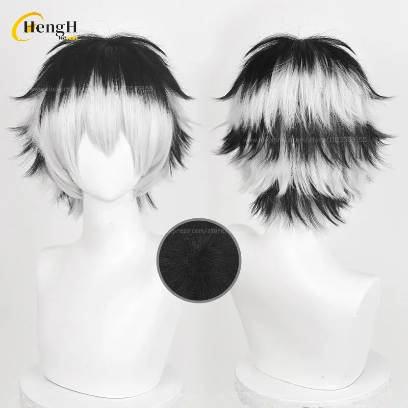 อะนิเมะKotarou Bokutoสังเคราะห์ 2 รูปแบบคอสเพลย์วิกผมสั้น 38 ซม.ผสมสีวิกผมความร้อนทนผมUnisexวิกผม + หมวกวิกผม
