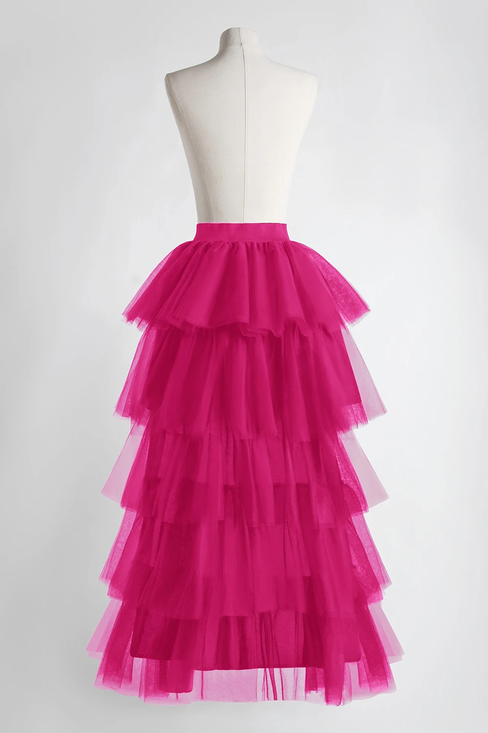 สูง-ต่ํา Tutu กระโปรงไม่สม่ําเสมอ Fluffy Tulle Layered เค้กกระโปรงเอวตาข่าย Petticoat ผู้หญิง Carnival Rock Party ครึ่งกระโปรง