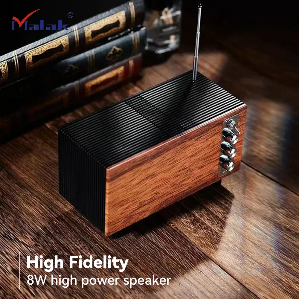 Portable Wooden Sound Box Multi Caixa De Som Bluetooth Speaker Classic Style Retro FM Radio with TWS TF USB Home Music Center