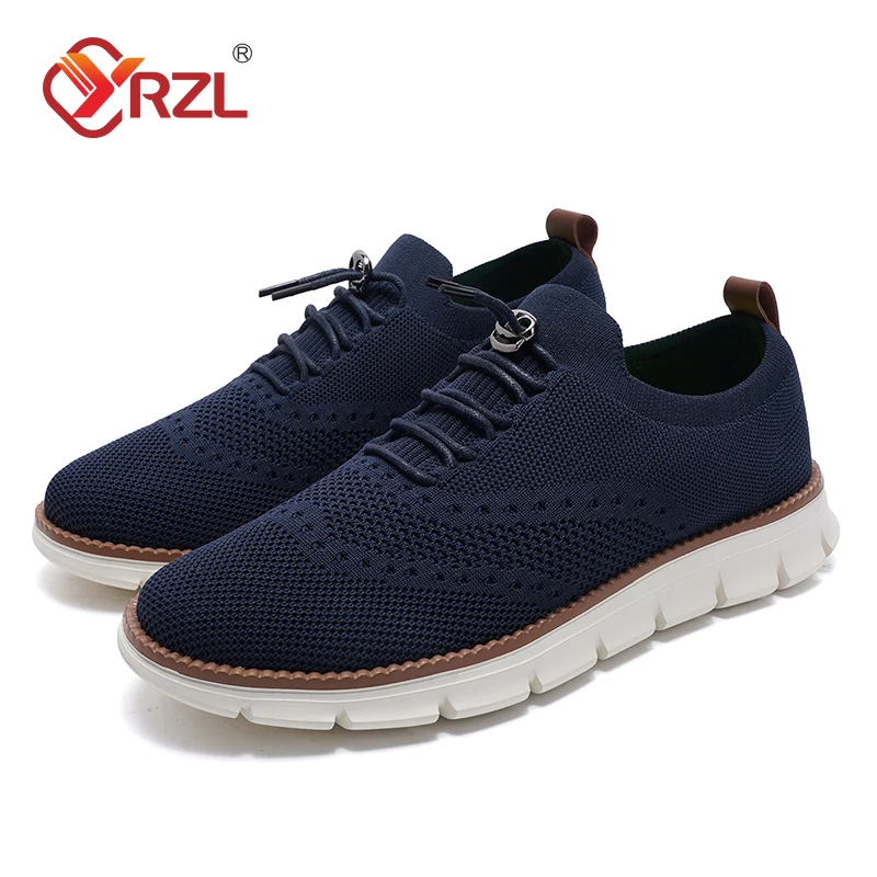 YRZL Mesh Loafers Mens Casual Sneakers Lightweight Breathable Lace Up Shoes Comfortable Big Size 39-48 Walking Shoes for Men