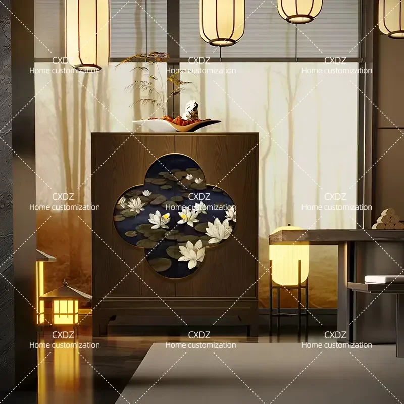 Solid Wood Chest Cabinet Dining Sideboard Tea Room Storage Cabinet Living Room Sofa Side Table Chinese Style Furniture