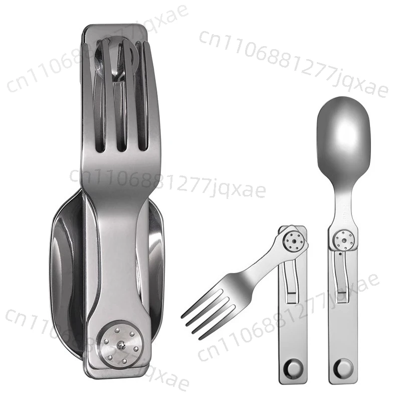 

Складная посуда для улицы, многоцелевая портативная многофункциональная посуда из нержавеющей стали для кемпинга, практичная серия вилок и ложек
