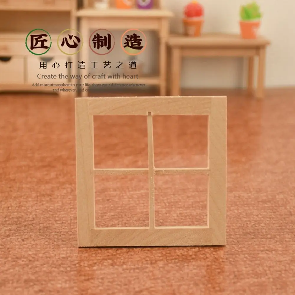 Simpatici mobili per casa delle bambole 1/12 Accessori per bambole in miniatura Finestra per casa delle bambole Piastra in vetro Mobili per bambole con struttura in legno