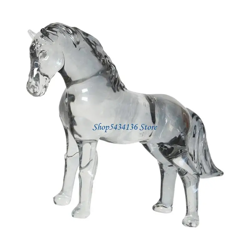 H7ED Home Delicate Crystal Horse Statue Contemporary Decors Item With Traditional Chinese Zodiacal Horse Significance