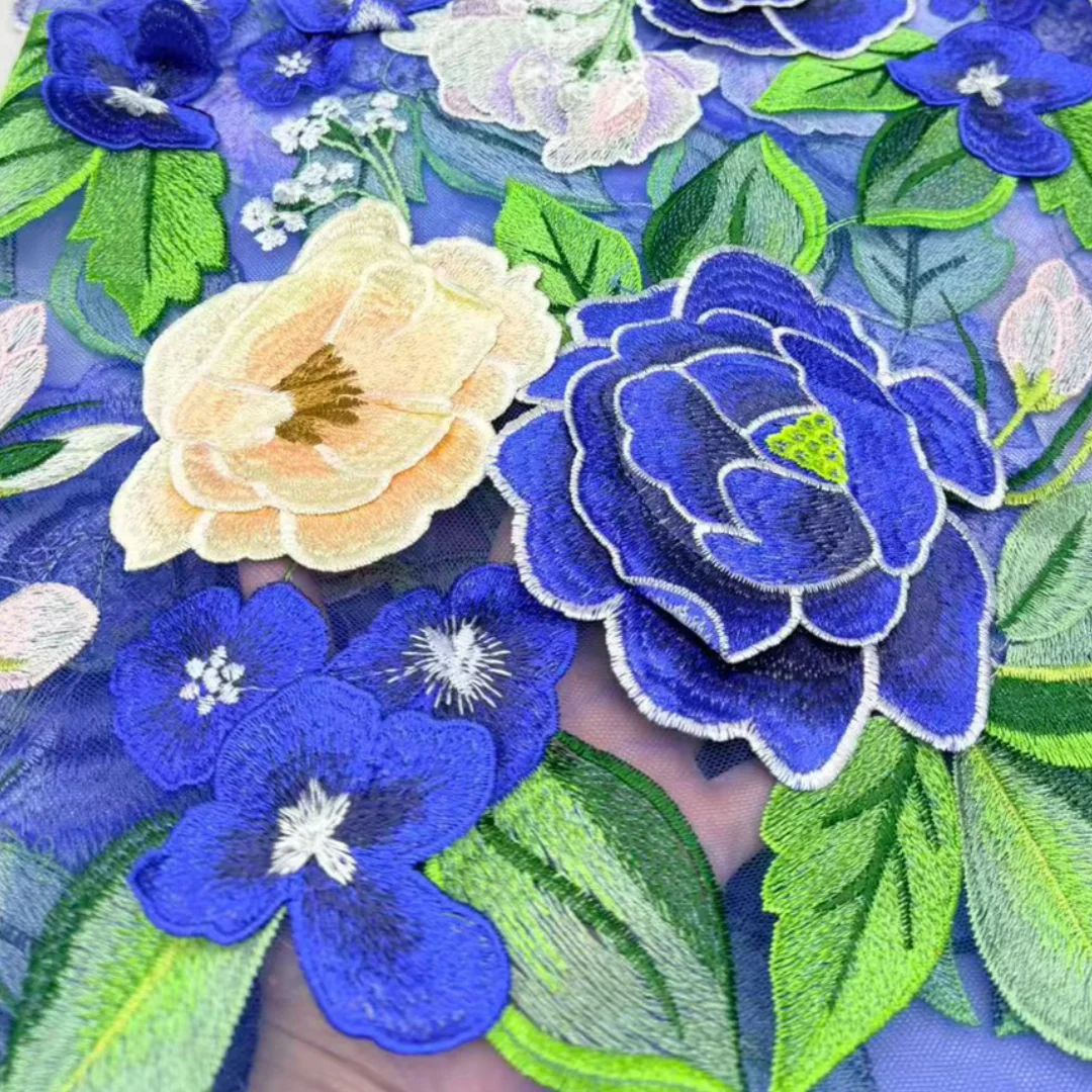 Embroidery Ai - Tecido de renda com bordado floral