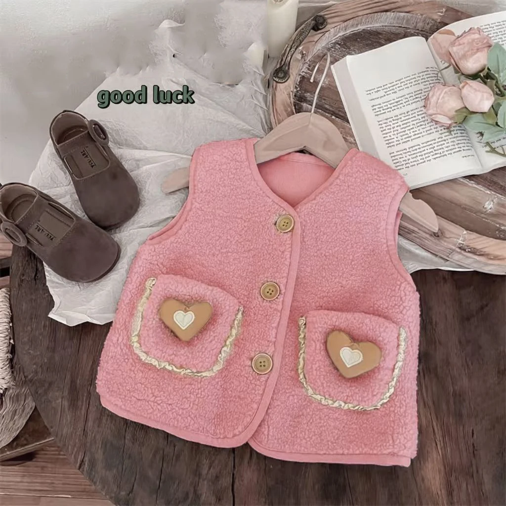 Sleeveless Children Vest Baby Girl Boy Plush Waistcoat Spring Autumn Kids Jacket Soft Children Clothes Thick Outerwear For Kids image 6