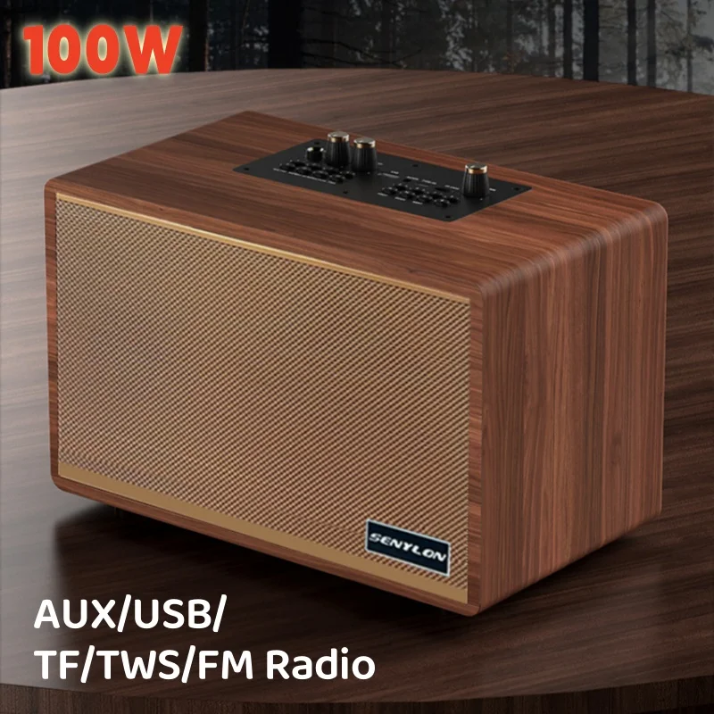 100W Portable Sound Box Bluetooth Speaker Home Karaoke FM All-in-one Machine Outdoor Wireless Retro Audience Desktop Subwoofer