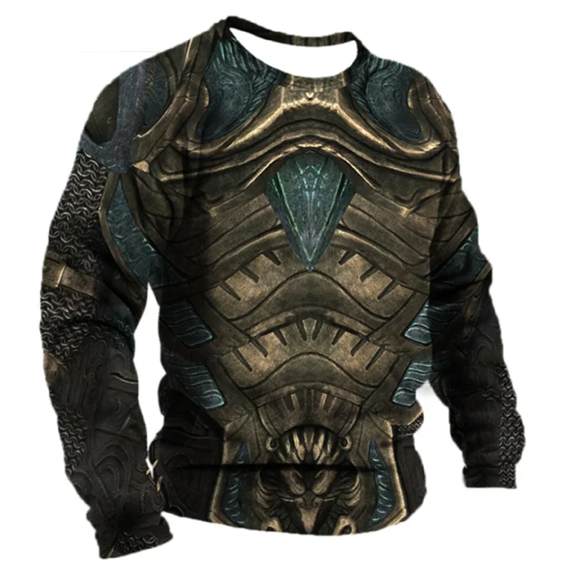 Футболка мужская оверсайз с длинным рукавом, круглым вырезом и принтом