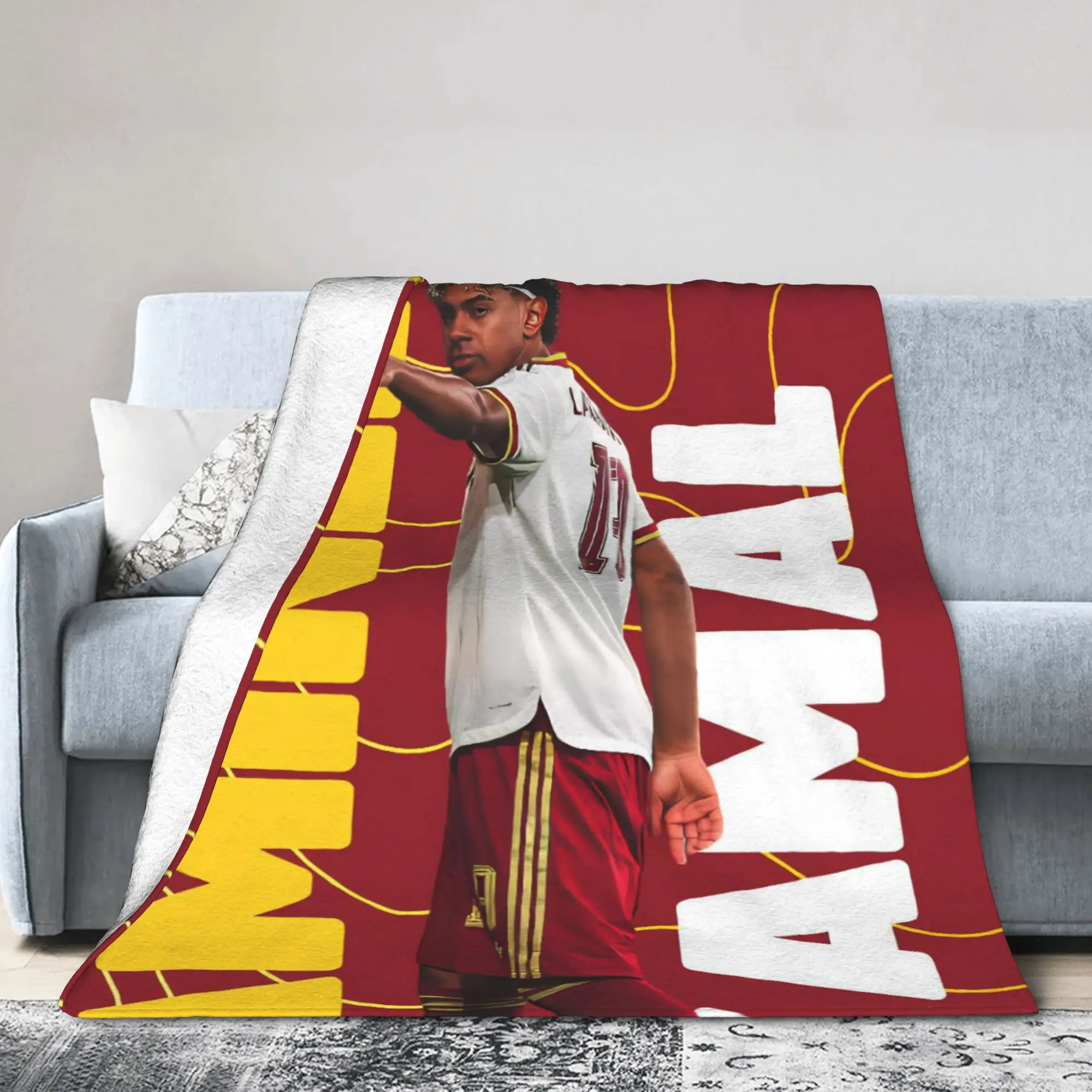 Football L-Lamine Yamal Spain Blankets Flannel Print  Breathable Ultra-Soft Throw Blankets for Sofa Car Rug Piece