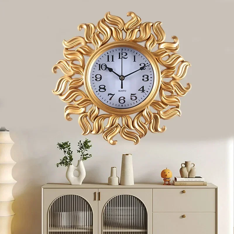 Large Wall Clock Gold Nordic Living Room Art Hanging Watch Circular Geometry Pointer Mute Wall Clock Home Decoration