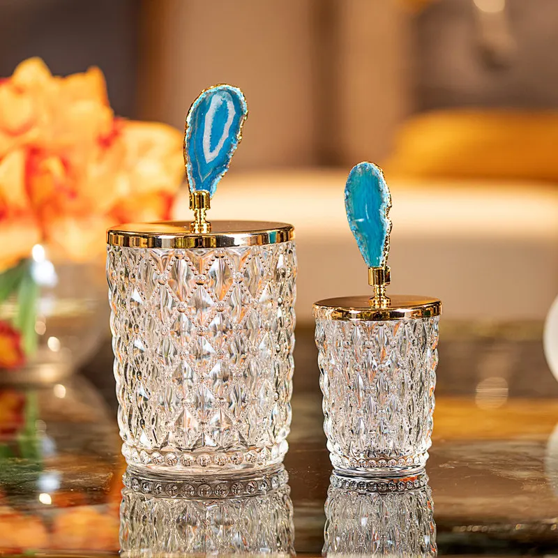 Ornament Home Soft Decoration Living Room TV Cabinet Creative Dining Table Coffee Table Glass Storage Candy Jar