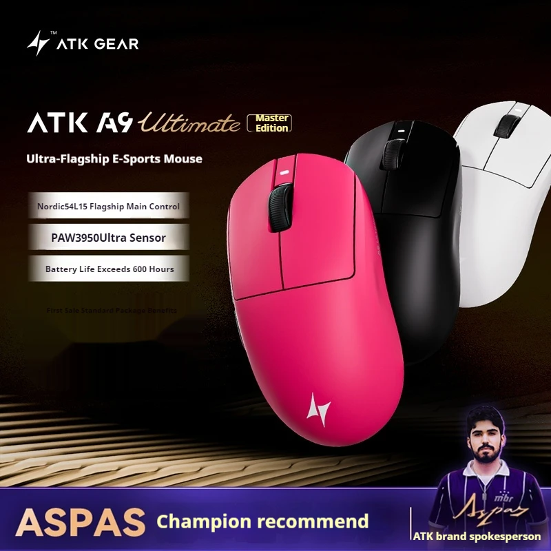 

Atk A9 Master Edition Ultimate Gaming Esports 2.4g Wireless Mouse Paw3950 Ultra Ergonomic Long-Lasting Battery Gaming Mouse Gift