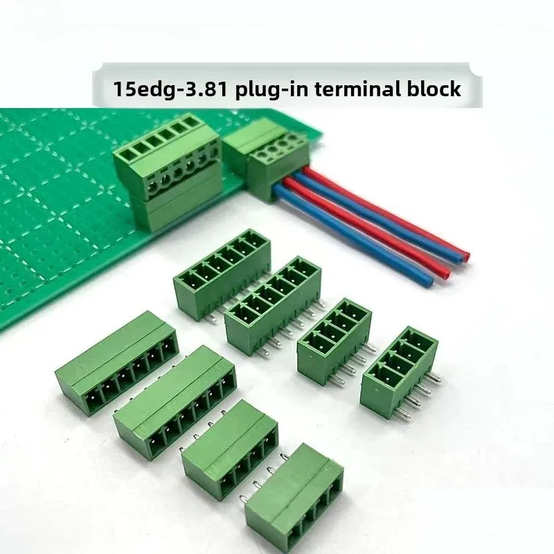 5Sets 2/3/4/5/6/7/8 Pin plug-in terminal 15EDG-3.81 connector PCB male and female socket straight pin