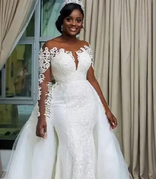 تخصيص جودة عالية جديد الأبيض حورية البحر فساتين الزفاف العروس مخصص