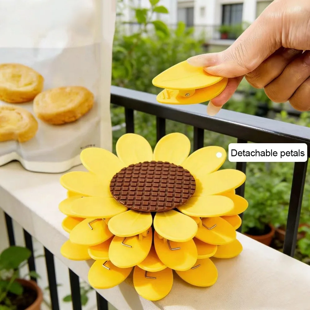New 2 in 1 Magnetic Fridge Magnets Sunflower Multifunctional Petal Clip Chip Clips for Snacks Kitchen Accessories