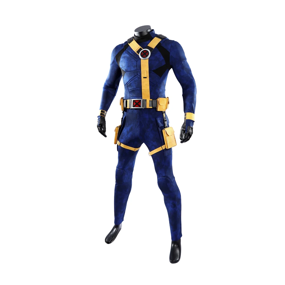 High Quality Blue Cyclops Cosplay Costume Doomsday Adult Man Jumpsuit Accessories Superhero Scott Role Play Battle Suit view 2