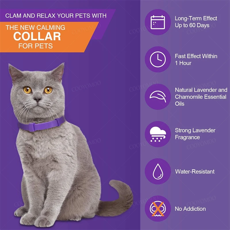 Calming Collar for Cats Dog Calming Pheromone Collar Effective Relieve Anxiety Adjustable Collar For Puppy Kitten Dog Accessorie