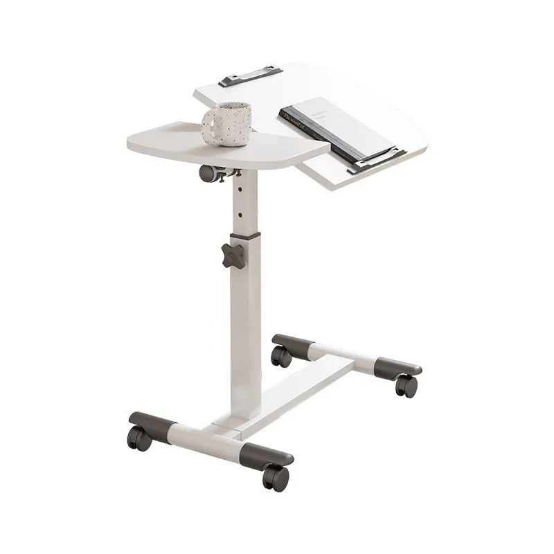 Foldable bedside table, double countertop flip, multi-functional household bedroom desk, mobile table