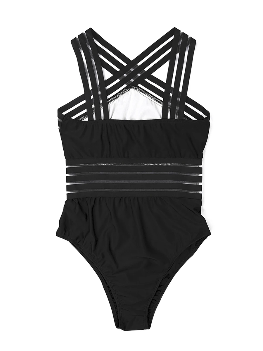 Women s Sexy Swimwear Monokini Swimsuit Sleeveless See Through Mesh Bikini Bathing Suit Costume