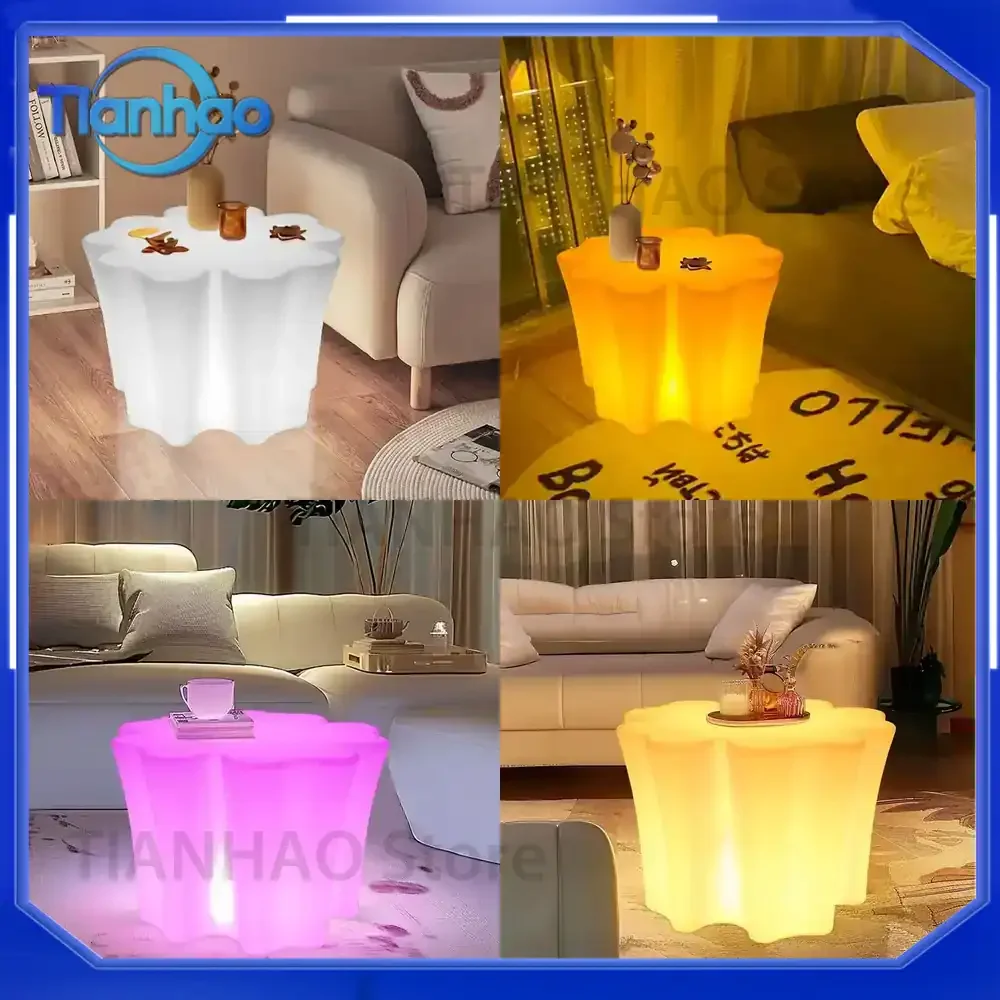 Tree-Stump Shaped Garden Table for Outdoor Use 70x68x46cm PE Plastic Waterproof Round Decorative Table